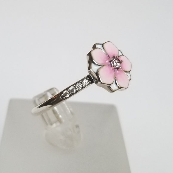 Sterling Silver Enamel Flower Ring - Picture 3 of 8